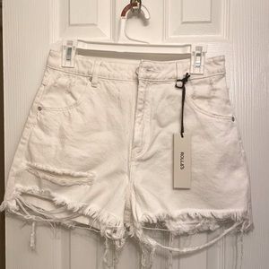 Rolla’s Dusters White Denim High Rise Slim Shorts